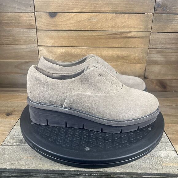 Clarks Womens Size 7 Airabell Sky Wedge Tan Suede Casual Slip On Clogs New - Picture 1 of 10